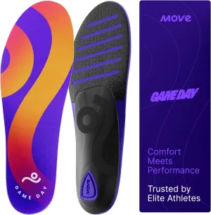 MOVE Game Day - All-Purpose Support Insoles - Plantar Fasciitis, Running, Shock Absorption, Flat Feet, Arch Support, Basketball, Active Lifestyle, Walking and Athletics (M 11-11.5 / WM 12.5-13)