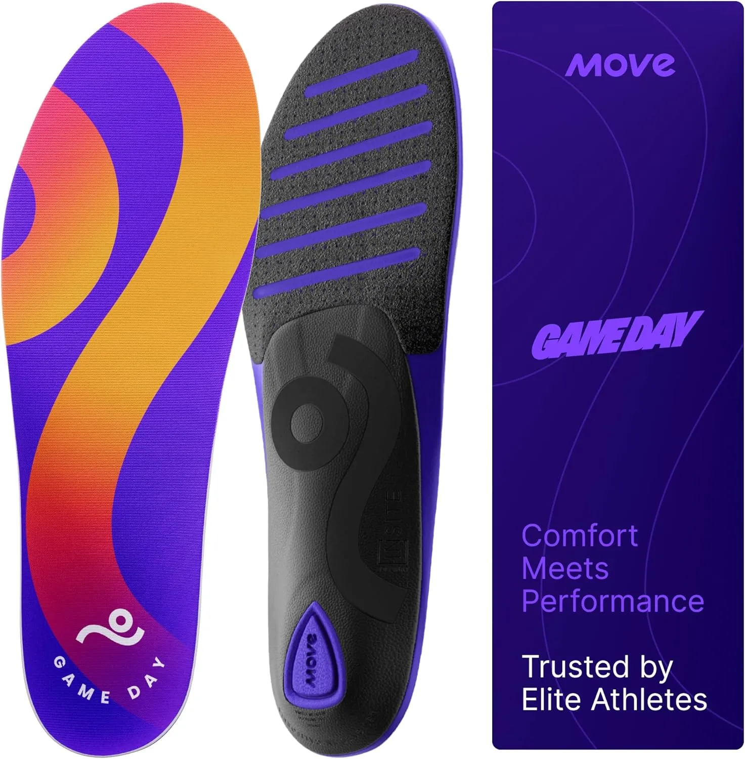 MOVE Game Day - All-Purpose Support Insoles - Plantar Fasciitis, Running, Shock Absorption, Flat Feet, Arch Support, Basketball, Active Lifestyle, Walking and Athletics (M 11-11.5 / WM 12.5-13)