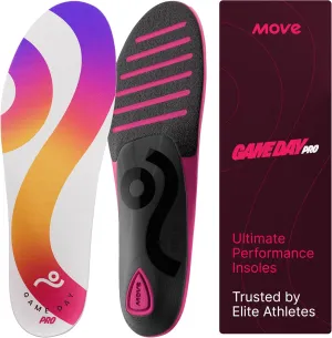 MOVE Game Day Pro- Ultimate Performance Sports Insoles for Basketball, Volleyball, Football, Tennis, Athletics, Baseball, Running, and Active Lifestyle. Extra Shock Absorption (M 4-4.5/WM 5.5-6)