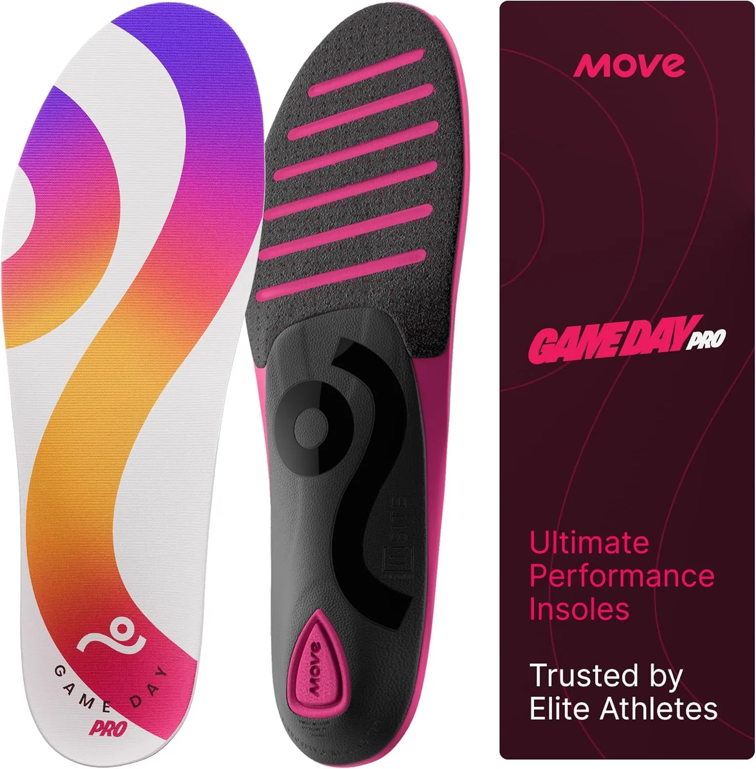 MOVE Game Day Pro- Ultimate Performance Sports Insoles for Basketball, Volleyball, Football, Tennis, Athletics, Baseball, Running, and Active Lifestyle. Extra Shock Absorption (M 4-4.5/WM 5.5-6)