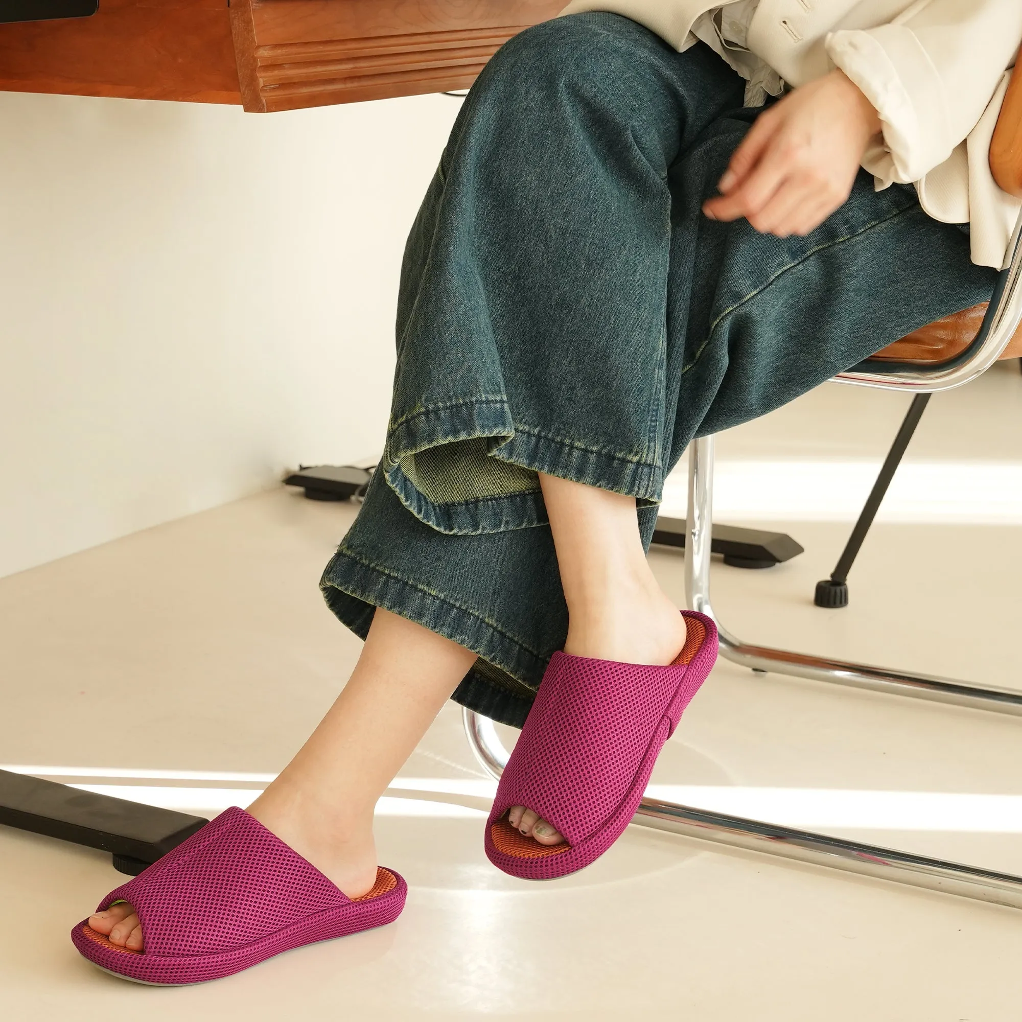 Navy Slipper Arch Support-Kara