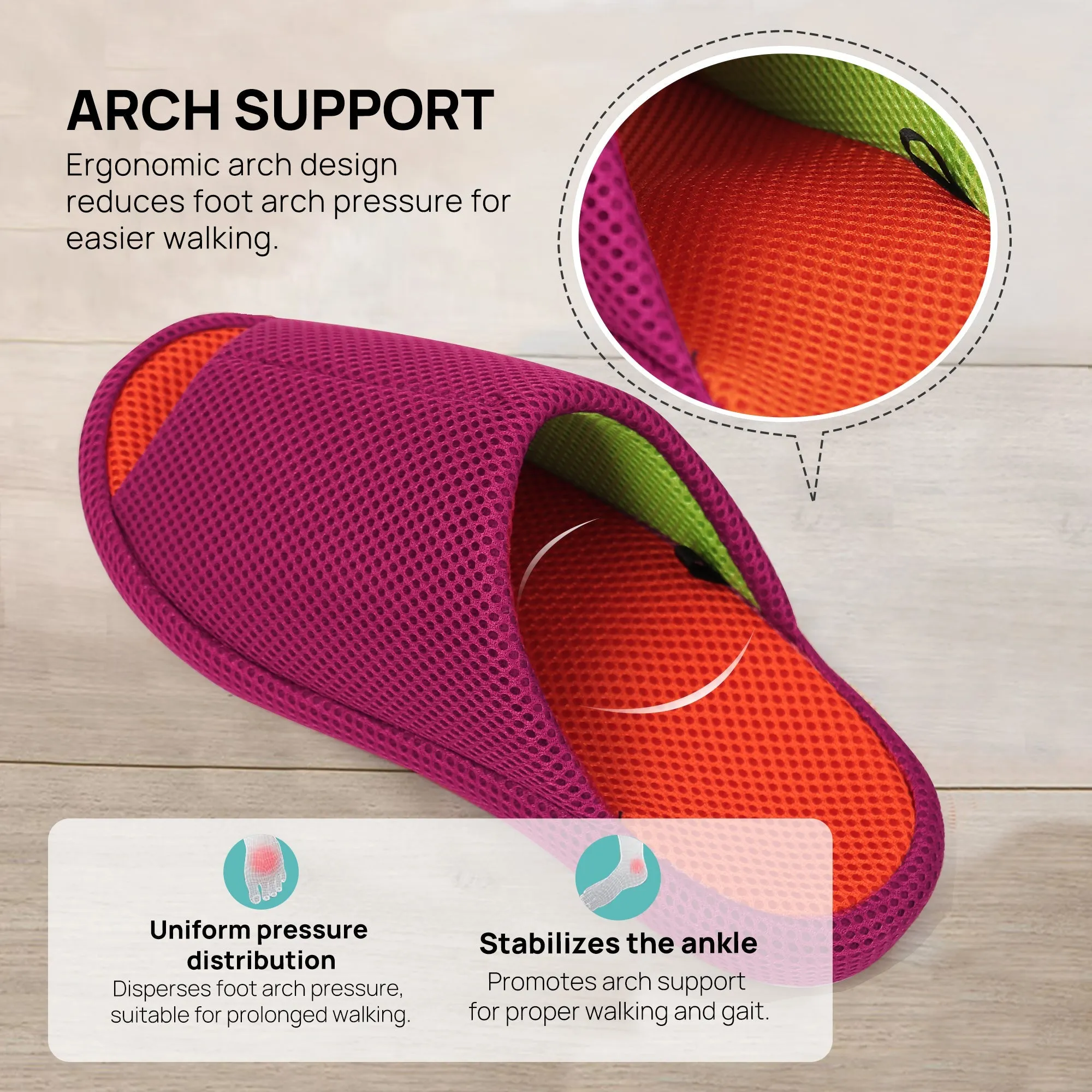 Navy Slipper Arch Support-Kara
