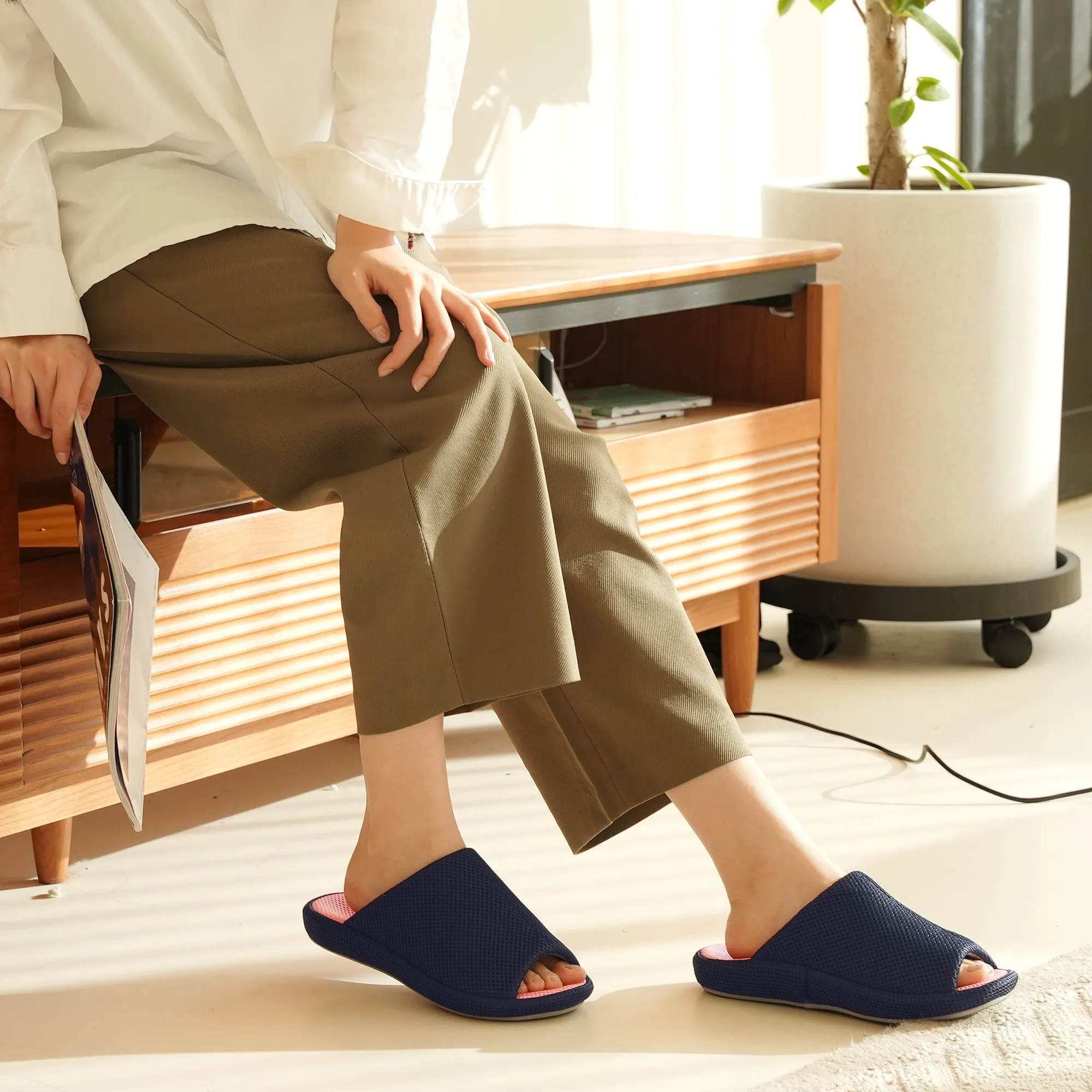 Navy Slipper Arch Support-Kara