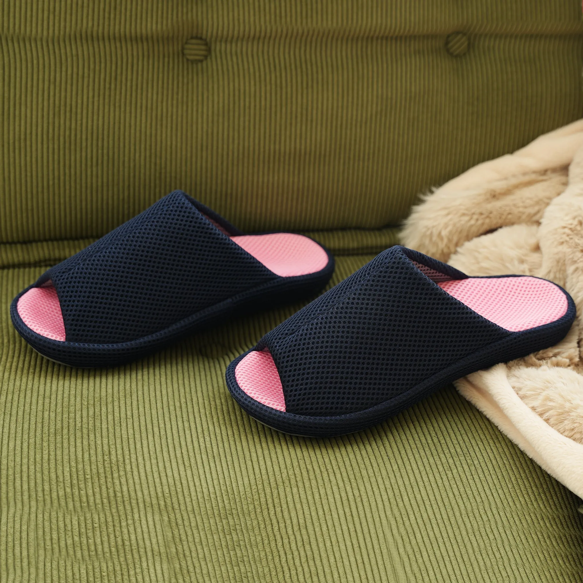 Navy Slipper Arch Support-Kara