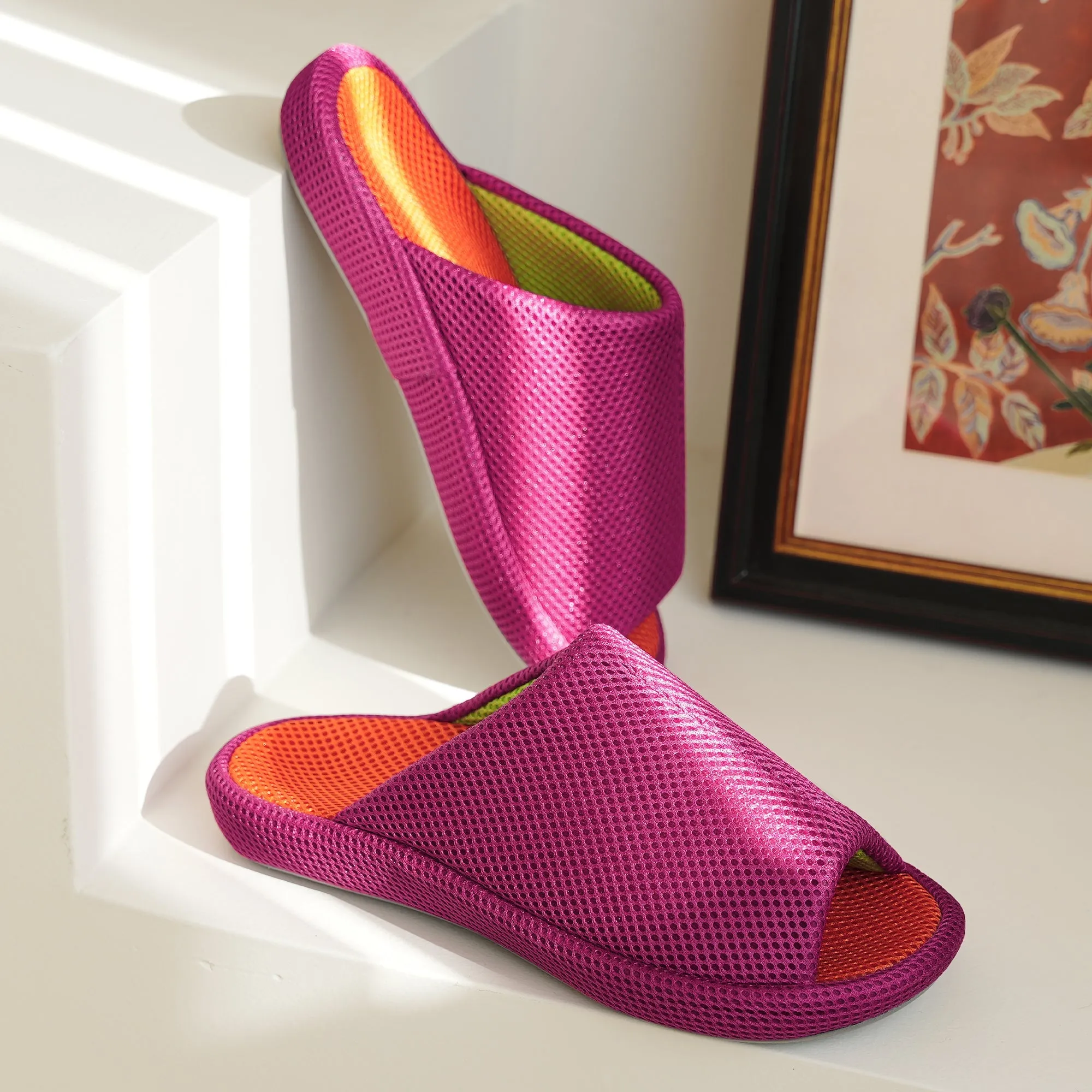 Navy Slipper Arch Support-Kara