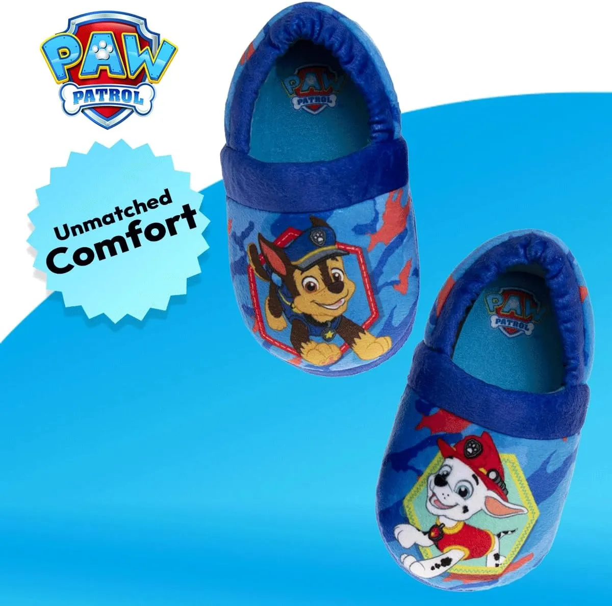 Nickelodeon Paw Patrol and SpongeBob Squarepants Slippers - Sponge Bob Chase Marshall Slipper Sandals - Plush Lightweight Warm indoor Comfort Soft Aline House Sandal (Toddler/Little Kid/Big Kid)
