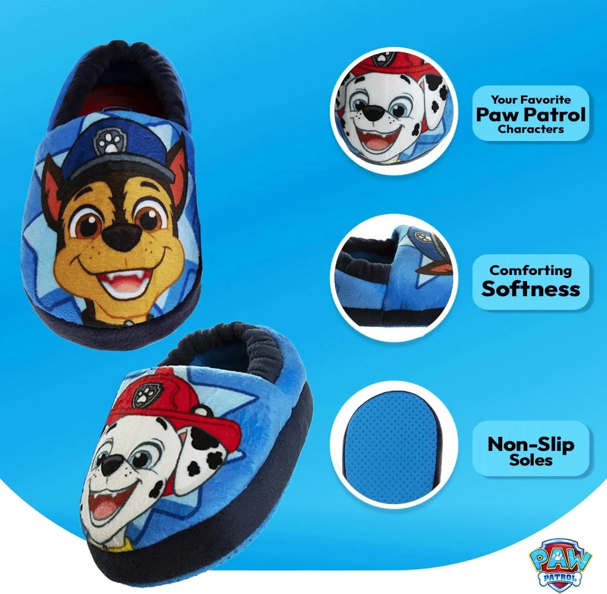 Nickelodeon Paw Patrol and SpongeBob Squarepants Slippers - Sponge Bob Chase Marshall Slipper Sandals - Plush Lightweight Warm indoor Comfort Soft Aline House Sandal (Toddler/Little Kid/Big Kid)