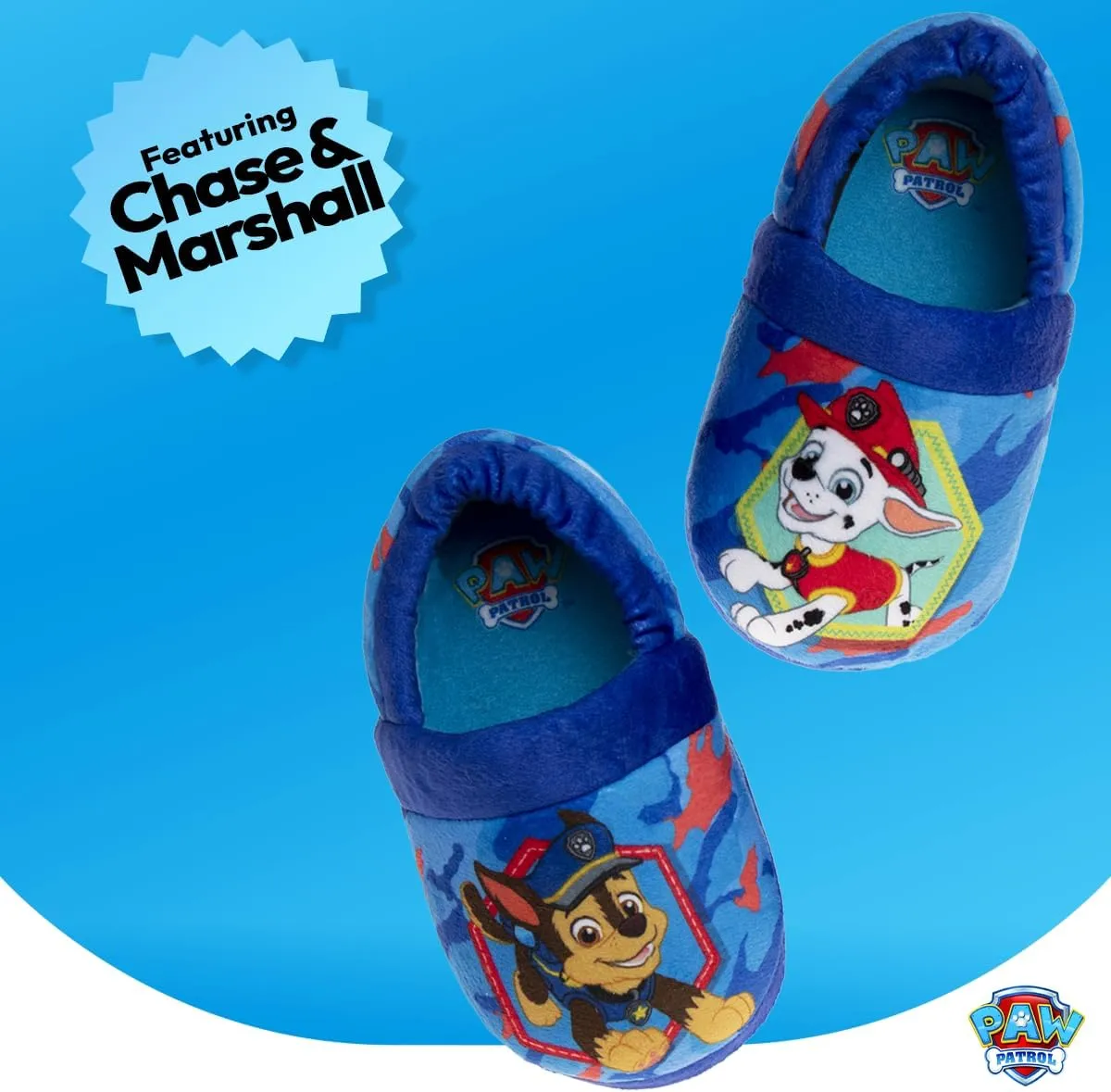 Nickelodeon Paw Patrol and SpongeBob Squarepants Slippers - Sponge Bob Chase Marshall Slipper Sandals - Plush Lightweight Warm indoor Comfort Soft Aline House Sandal (Toddler/Little Kid/Big Kid)