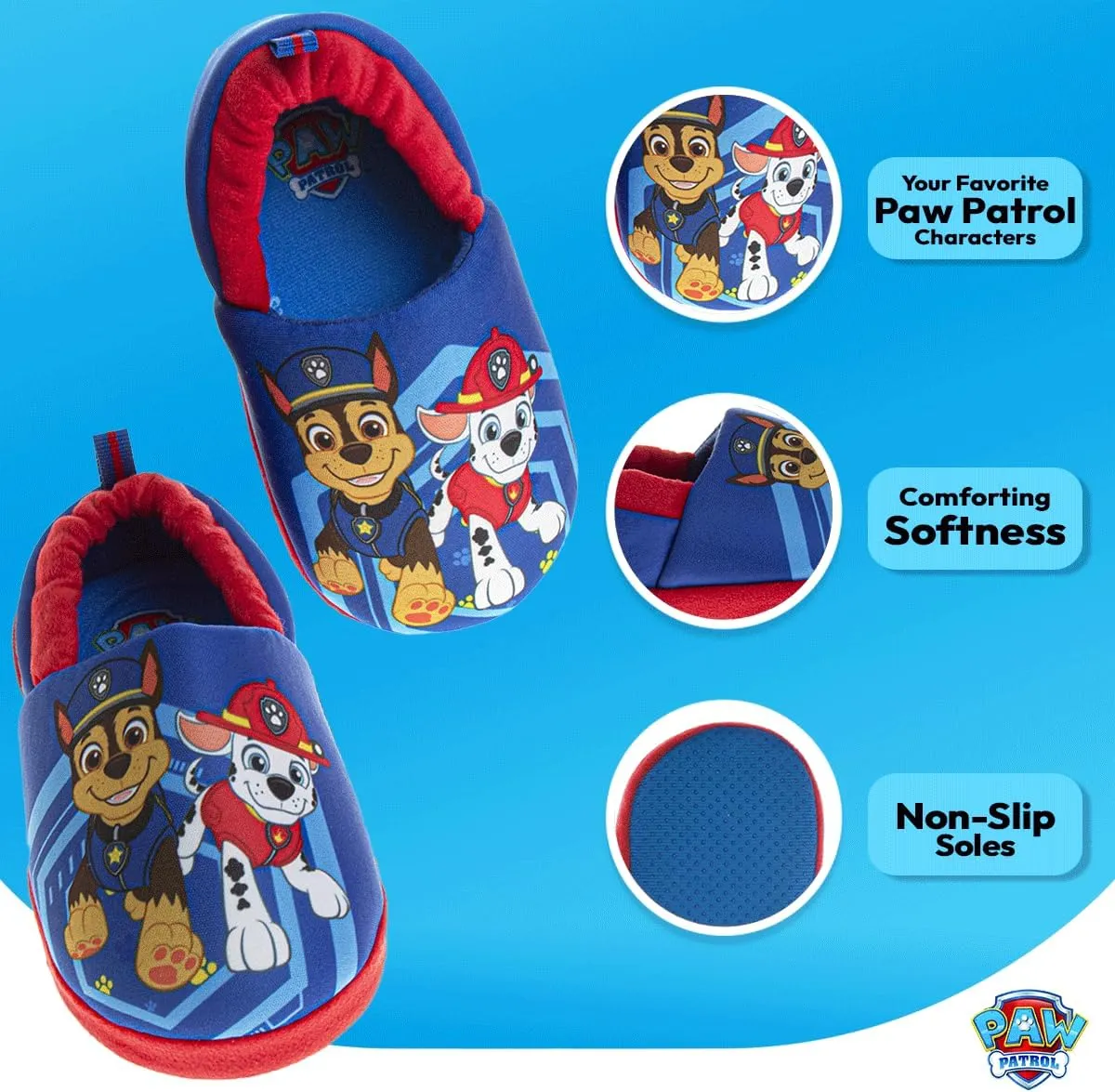 Nickelodeon Paw Patrol and SpongeBob Squarepants Slippers - Sponge Bob Chase Marshall Slipper Sandals - Plush Lightweight Warm indoor Comfort Soft Aline House Sandal (Toddler/Little Kid/Big Kid)