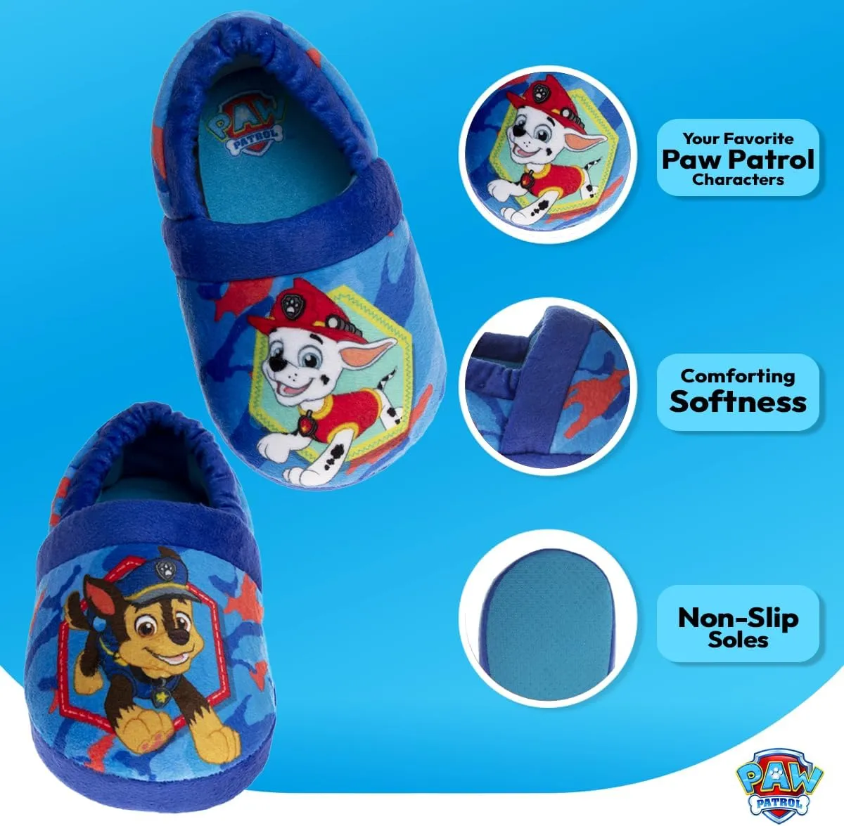 Nickelodeon Paw Patrol and SpongeBob Squarepants Slippers - Sponge Bob Chase Marshall Slipper Sandals - Plush Lightweight Warm indoor Comfort Soft Aline House Sandal (Toddler/Little Kid/Big Kid)