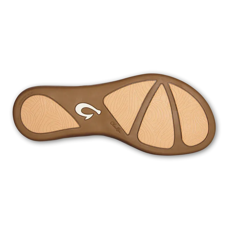 Olukai Women's Honu Leather Beach Sandals - Bright White/Golden Sand