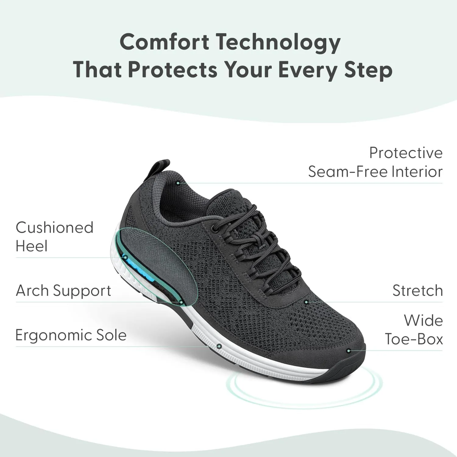 Orthofeet Men's Orthopedic Knit Lava Sneakers