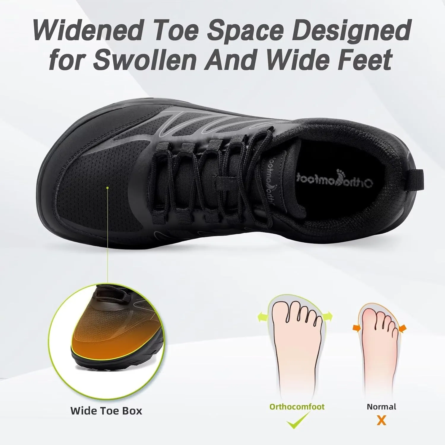 Orthopedic Shoes for Men Diabetic Wide: Comfortable Casual Arch Support Plantar Fasciitis Fashion Sneakers, Work Tennis Orthotic High Arch Swollen Feet Walking Shoes for Foot Heel Pain
