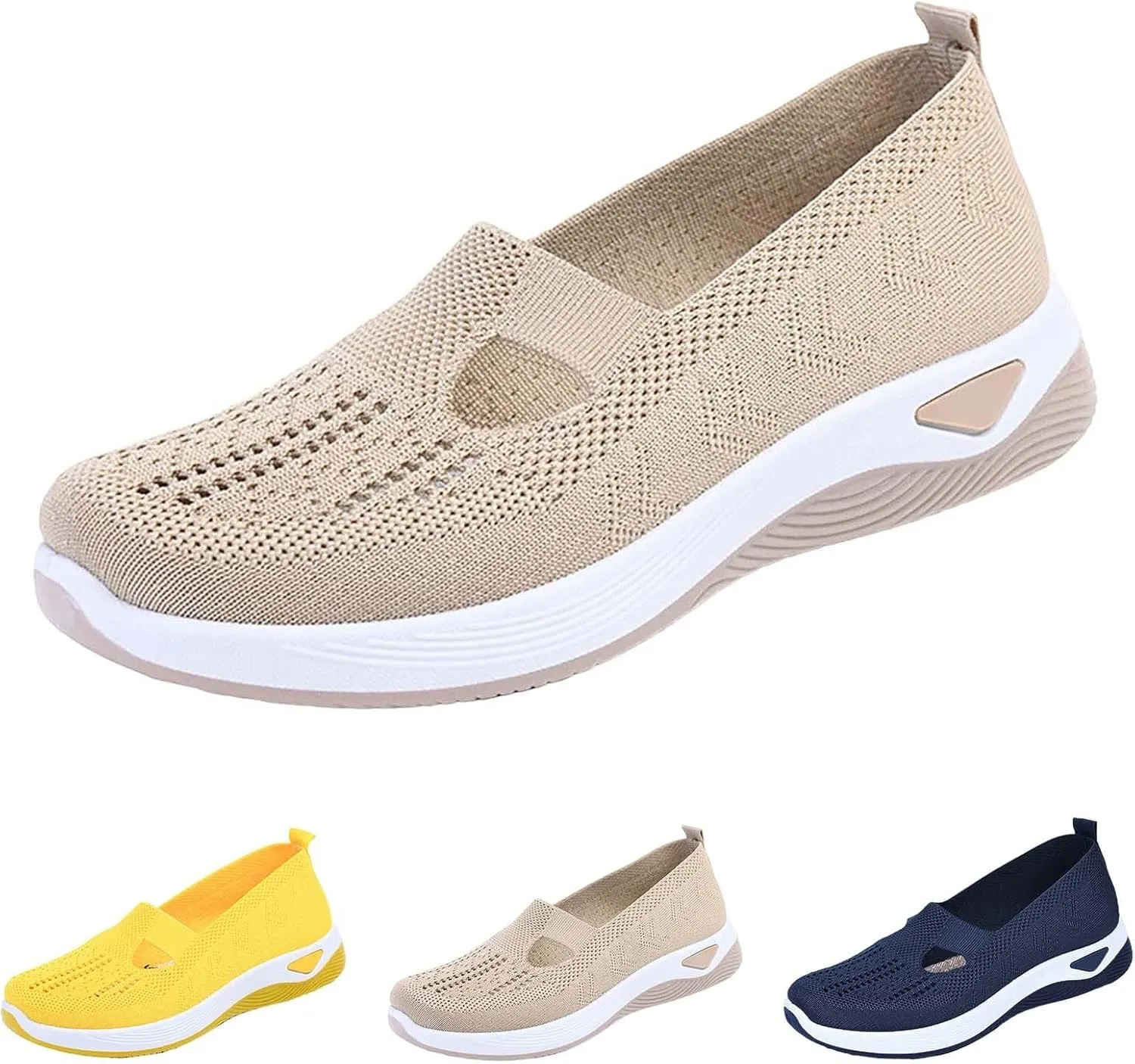 Orthopedic Shoes for Women Mesh Walking Shoes Breathable Non-Slip Slip On Loafers Lightweight Memory Foam Flat Sneakers