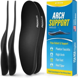 Orthotic Insoles for Plantar Fasciitis - Arch Support, Shock Absorption, Shoe Inserts for Men & Women - Relieve Heel & Foot Pain, Ideal for Flat Feet (Black (2 Pairs), M 9-9.5 / W 11-11.5)