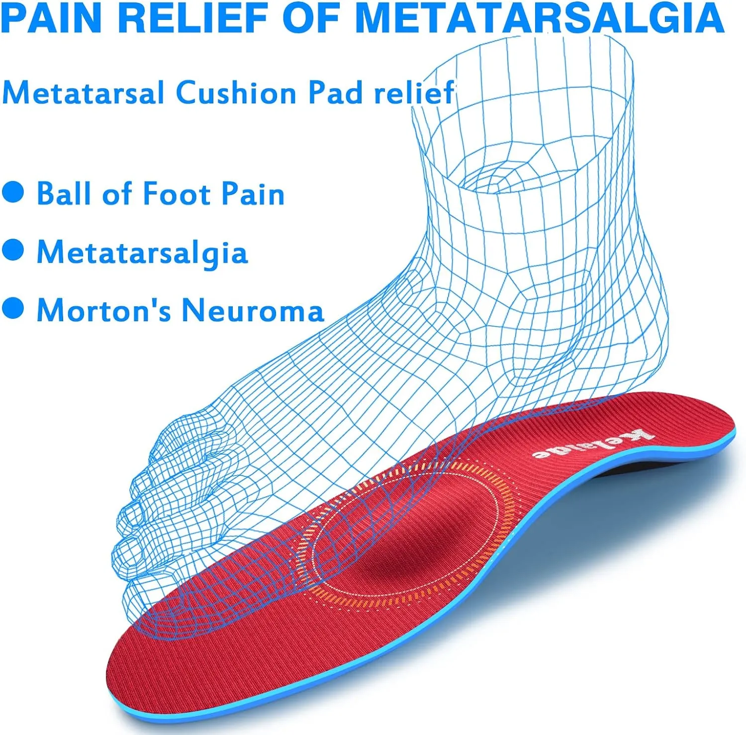 Orthotics Arch Support Metatarsalgia Insoles - Mortons Neuroma Inserts Relief Ball of Foot Pain - Orthopedic Insoles for Flat Feet - Shoe Inserts for Plantar Fasciitis (Red S)