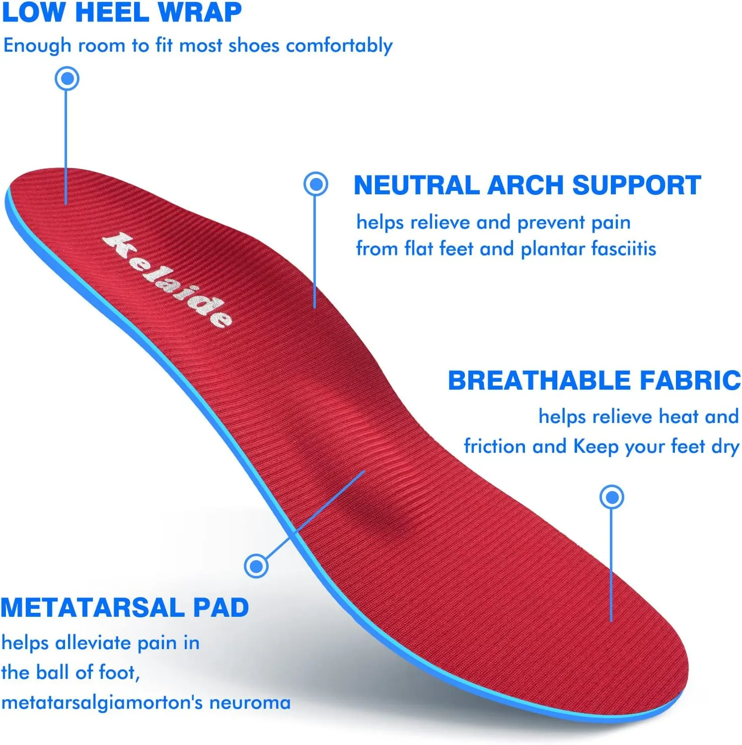 Orthotics Arch Support Metatarsalgia Insoles - Mortons Neuroma Inserts Relief Ball of Foot Pain - Orthopedic Insoles for Flat Feet - Shoe Inserts for Plantar Fasciitis (Red S)