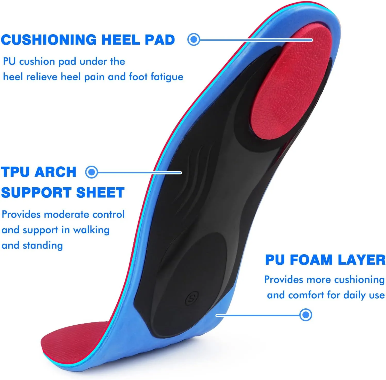 Orthotics Arch Support Metatarsalgia Insoles - Mortons Neuroma Inserts Relief Ball of Foot Pain - Orthopedic Insoles for Flat Feet - Shoe Inserts for Plantar Fasciitis (Red S)