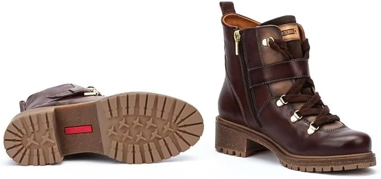 PIKOLINOS Flat Ankle Boots Leather Aspe for Woman
