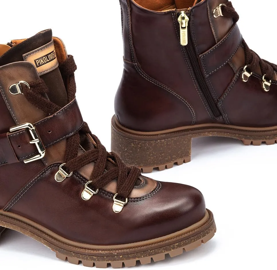 PIKOLINOS Flat Ankle Boots Leather Aspe for Woman