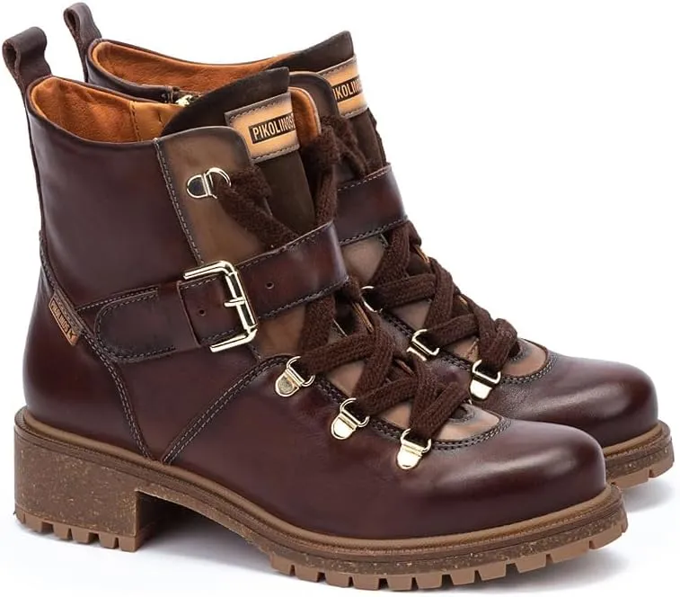PIKOLINOS Flat Ankle Boots Leather Aspe for Woman