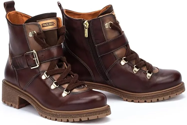 PIKOLINOS Flat Ankle Boots Leather Aspe for Woman
