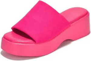 Platform Sandals Women Wedges Slides Chunky Heels Wedge Sandals Fabric Mule Fitted Cloud Lightweight Shoes Slipper  Memory Foam