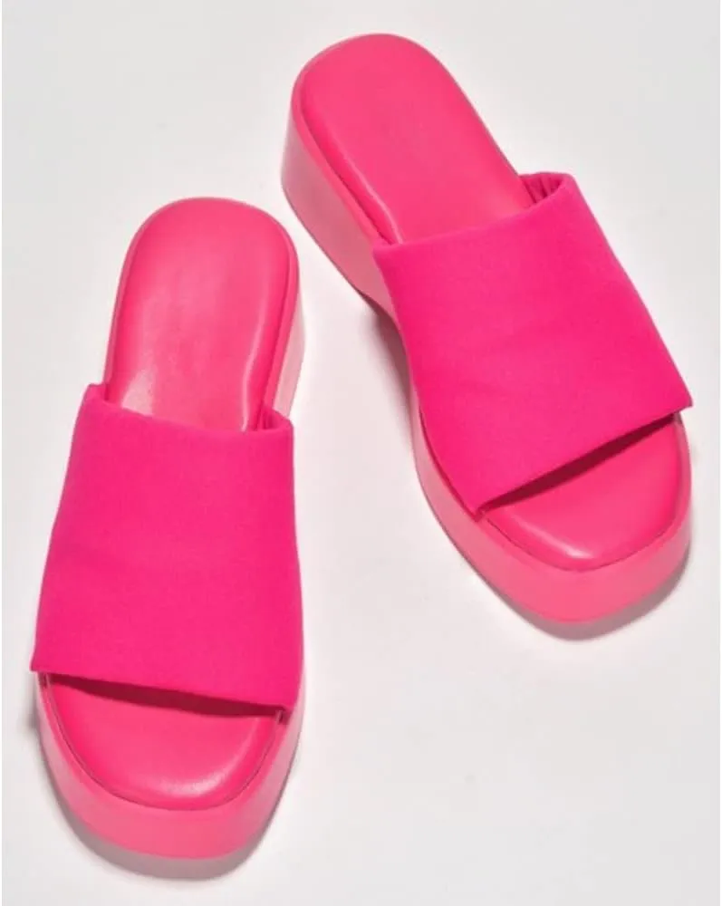Platform Sandals Women Wedges Slides Chunky Heels Wedge Sandals Fabric Mule Fitted Cloud Lightweight Shoes Slipper  Memory Foam