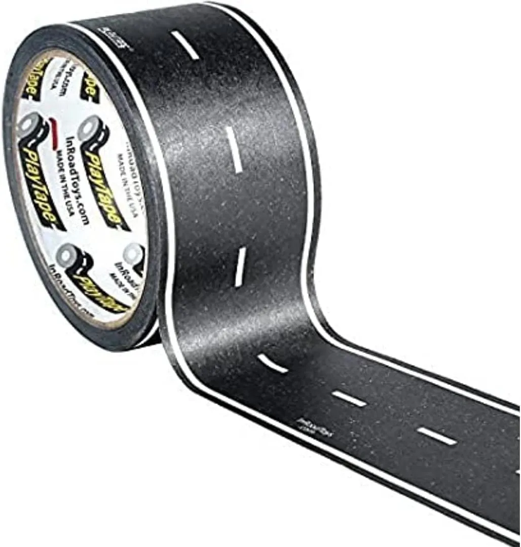PlayTape Road Tape for Toy Cars - Sticks to Flat Surfaces; No Residue; 60 ft. x 2 in. Black Roadway