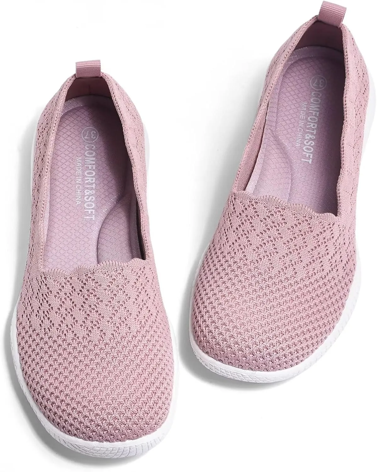 poemlady Women's Walking Shoes - Mesh Slip on Sneaker Knit Round Toe Casual Memory Foam Low Wedge Nurse Shoes for Work