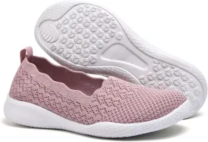 poemlady Women's Walking Shoes - Mesh Slip on Sneaker Knit Round Toe Casual Memory Foam Low Wedge Nurse Shoes for Work