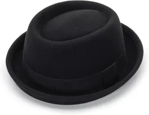 Pork-Pie-Hat Wool-Felt-Bowler Porkpie-Boater Derby-Fedora-Hat for Men-Women (M)