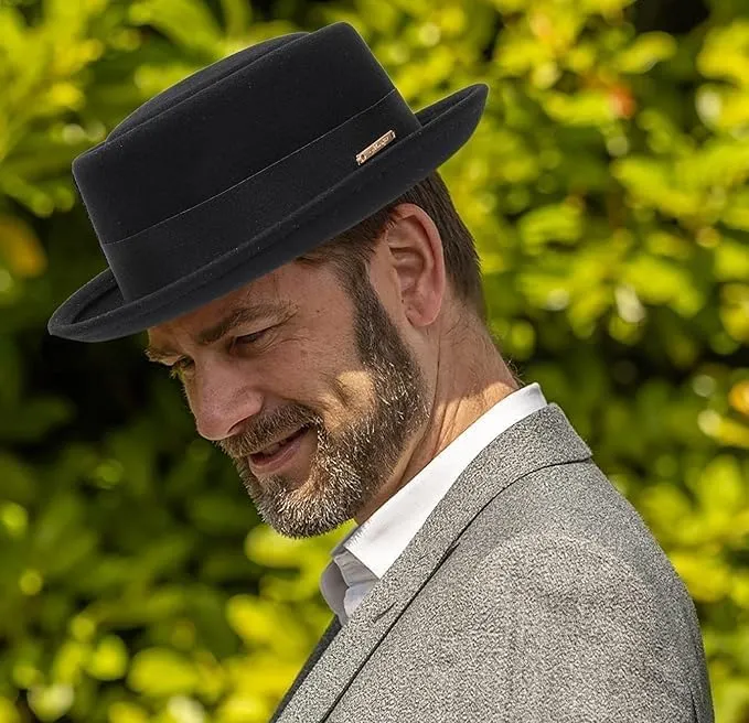 Porkpie-Hat Boater-Fedora-for Men/Women - Classic Short Brim Church Derby Fedora-Hat(Szie:S-M)
