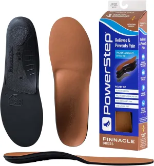PowerStep Insoles, Pinnacle Dress, Arch Pain Relief Insole, For Dress Shoes, Arch Support Orthotic For Women and Men, M9/W11