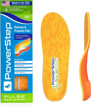 PowerStep Pulse Maxx Running Insoles - Overpronation Corrective Orthotic Inserts for Running Shoes - Maximum Ankle, Foot Pain Relief & Arch Support Insoles - Made in The USA (M 4-4.5, F 6-6.5)