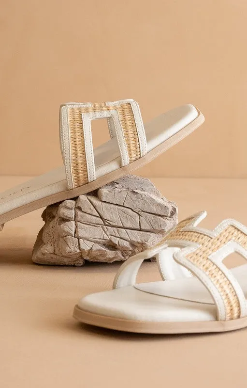 PREORDER - Ena Raffia H Flat Sandals