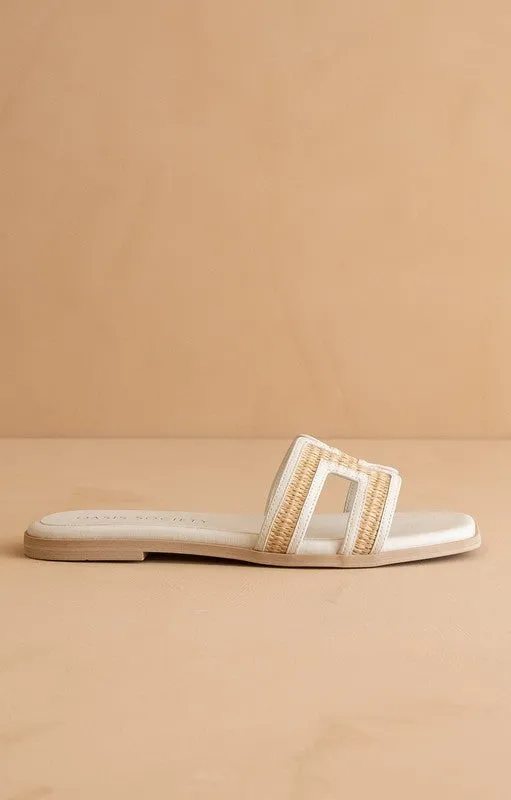 PREORDER - Ena Raffia H Flat Sandals