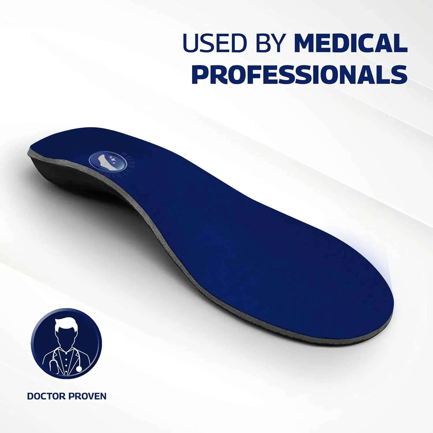 Pure Stride Bold Professional Full Length Orthotics - Shoe Support for Metatarsals, High Arch, Flat Feet - Pain Relief for Plantar Fasciitis, Arch, Heel - 1 Pair, Men's 7-7.5/Women’s 9-9.5, Bold Blue