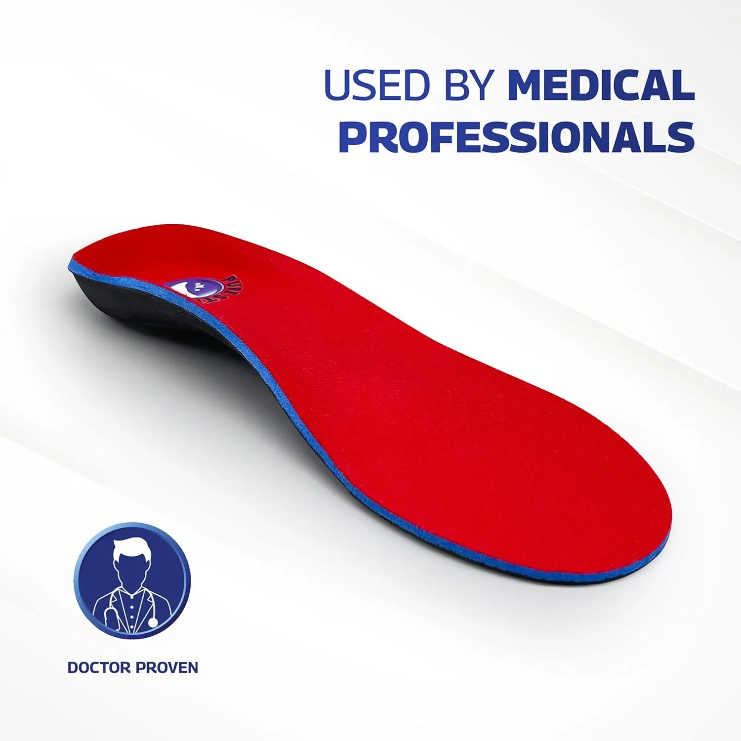 Pure Stride Professional Full Length Orthotics - Shoe Insert & Support for Metatarsals, High Arch, Flat Feet - Pain Relief for Plantar Fasciitis, Arch, Heel - 1 Pair, Men's 5-5.5 / Women's 7-7.5