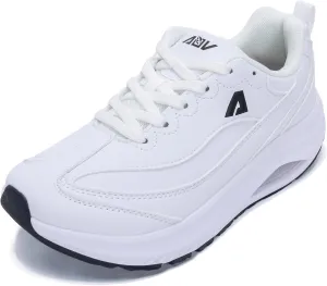 QAUPPE Women's Wide Toe Box Shoes Arch Support Walking Shoes Orthotic Plantar Fasciitis Shoes Air Tennis Sneakers