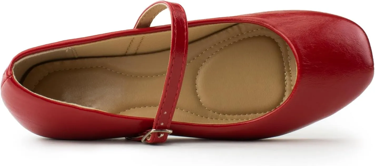 RF ROOM OF FASHION Women's Buckle Strap Mary Jane Ballet Flats