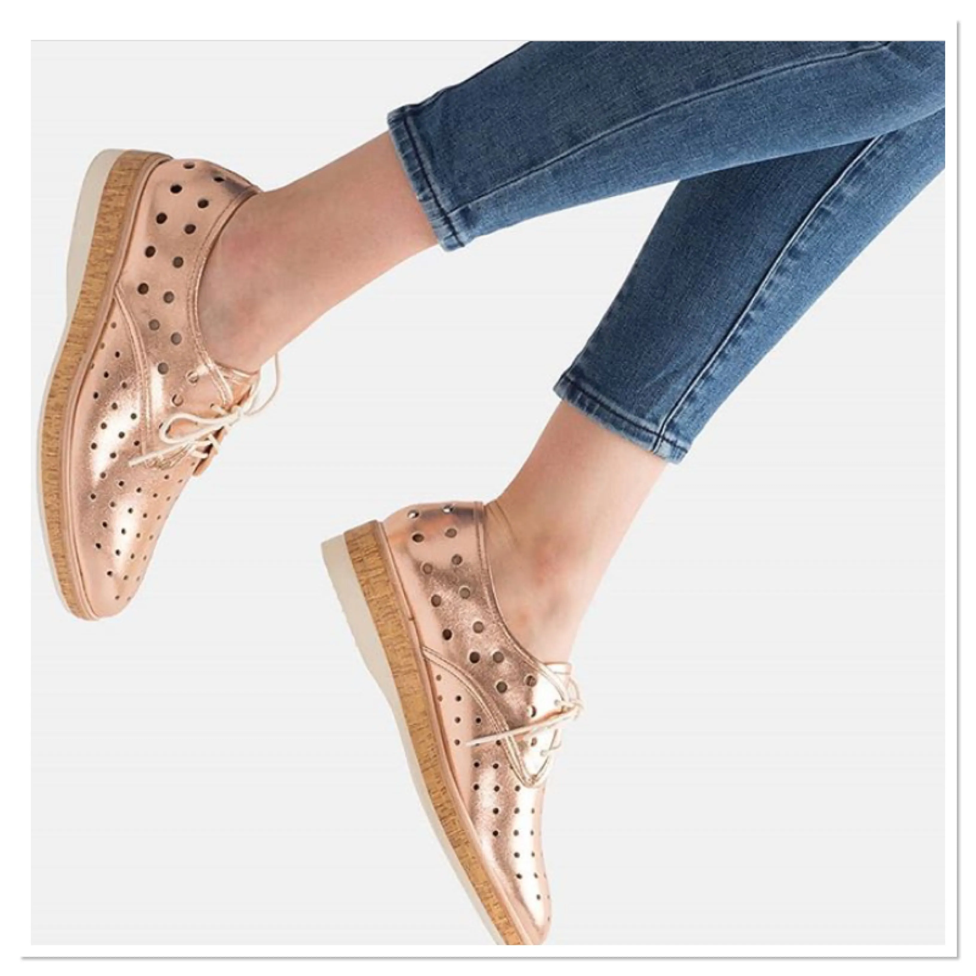 Rollie - Derby Midsole Cork Circle Punch Rose Gold
