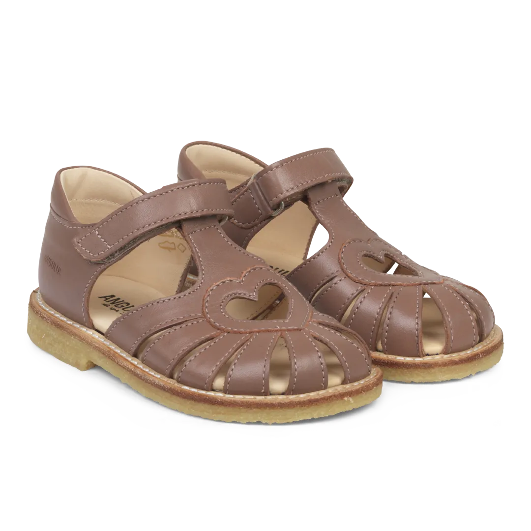 Sandal with heart detail and velcro closure