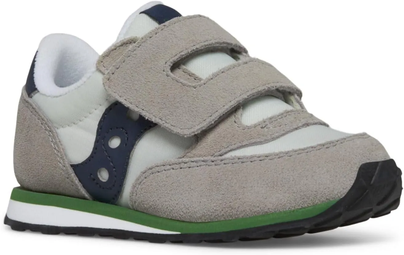 Saucony Jazz Hook & Loop Sneaker (Toddler/Little Kid), Grey/Navy/Green, 12 US Unisex