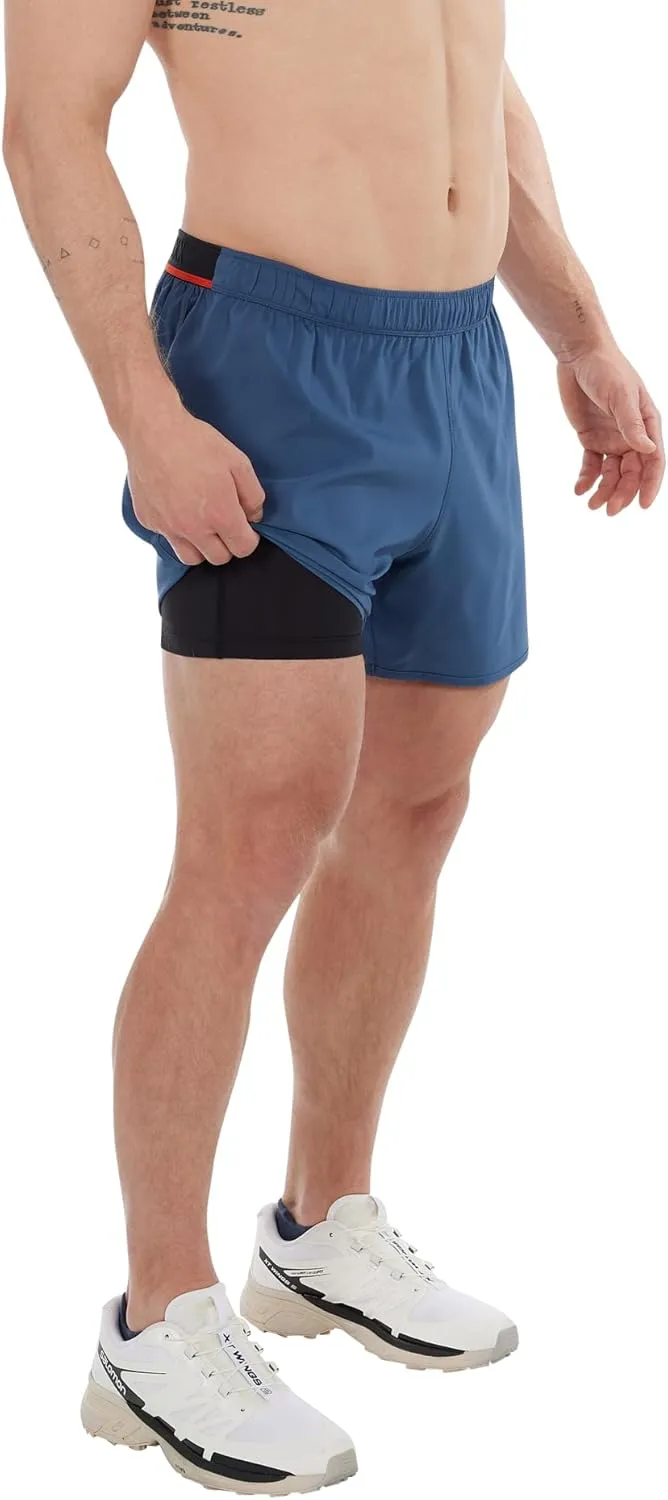Saxx Men's Underwear - Hightail 2N1 Run Short–5” Running Shorts with Built-in Pouch PRO Support - Men’s 2 in1 Workout Shorts