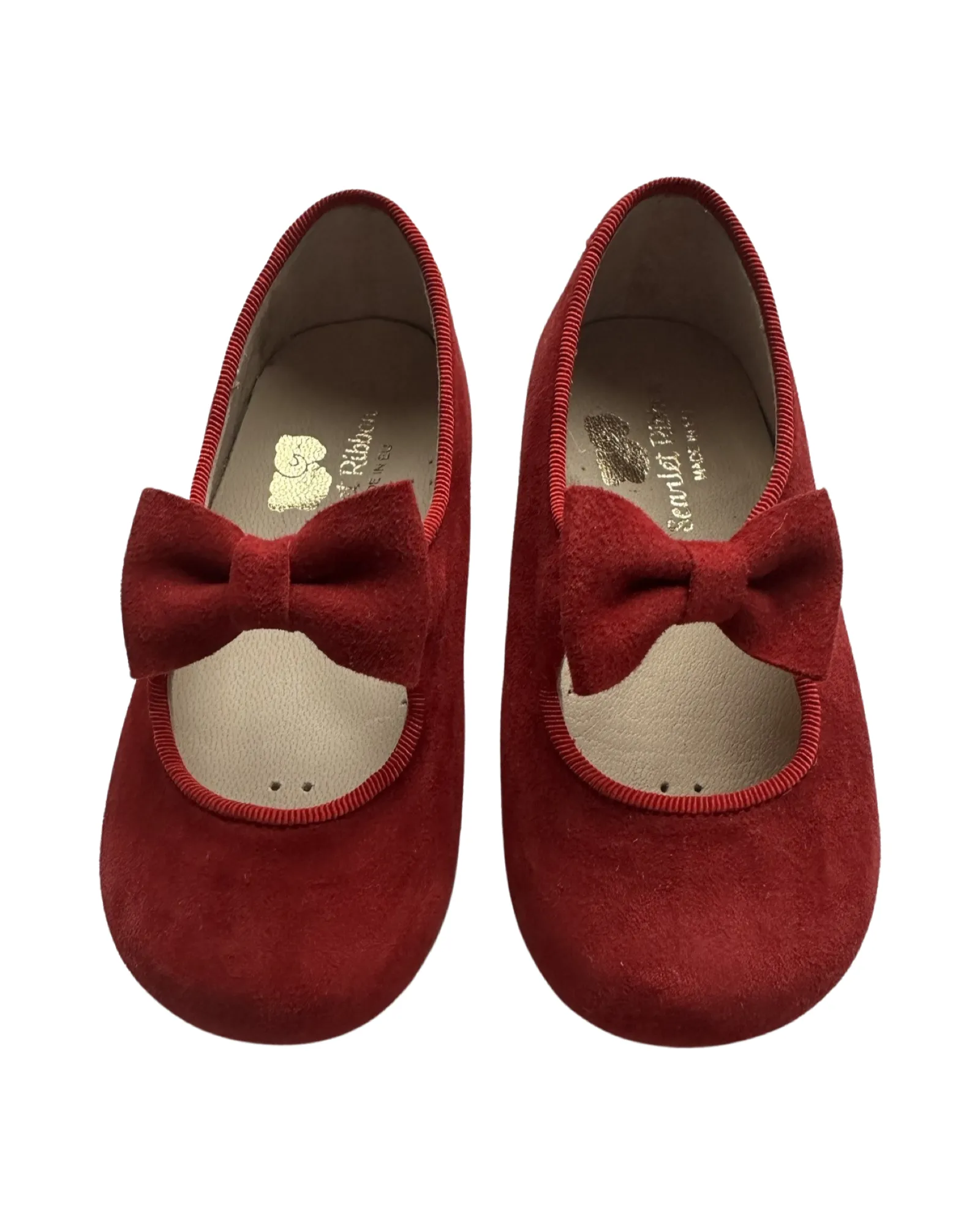 Scarlet Ribbon red suede bow toddler shoes (size UK5/EU21)