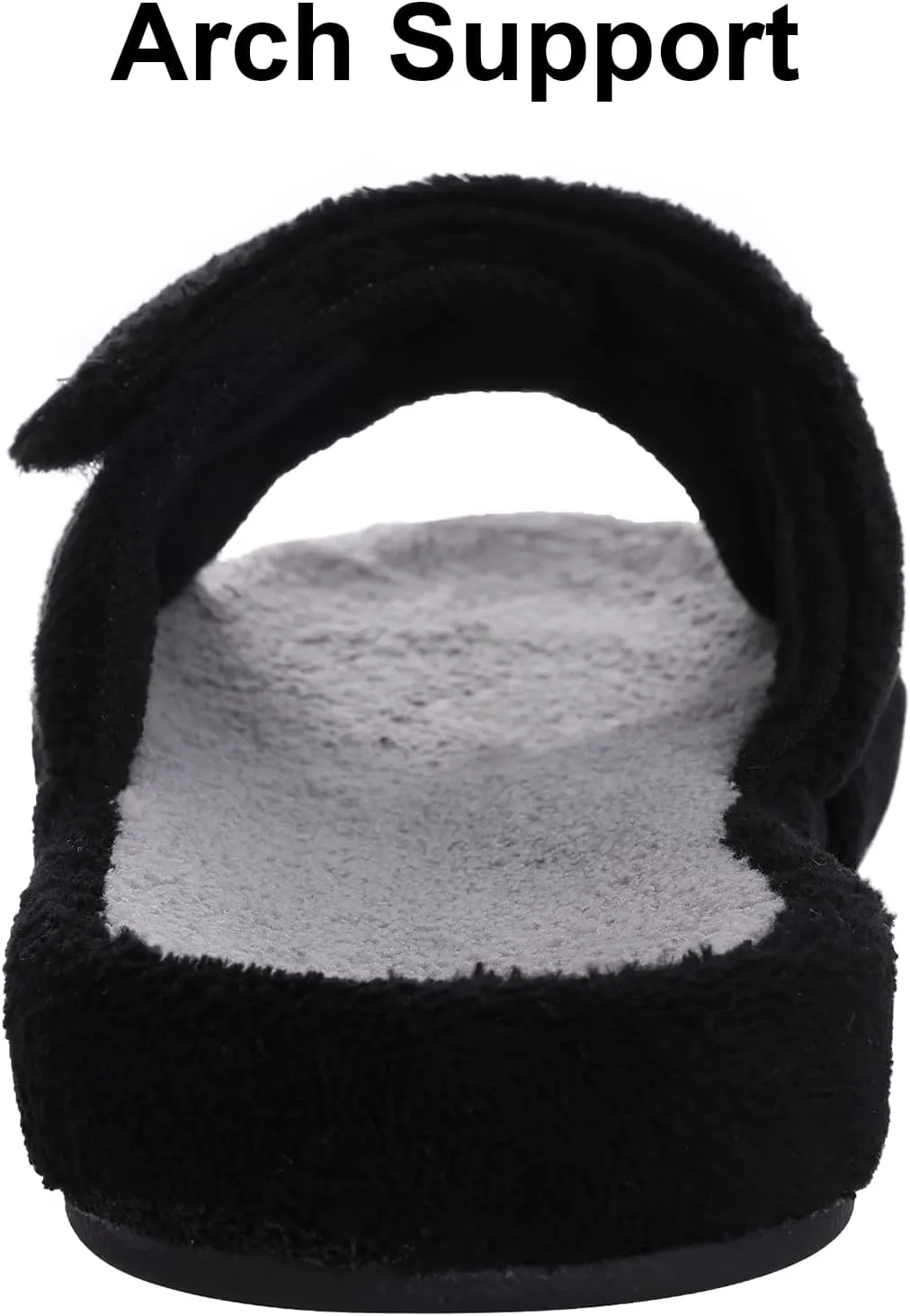 shevalues Summer Arch Support Slippers for Women Adjustable Terry Cloth Fuzzy Indoor Slippers Open Toe House Shoes