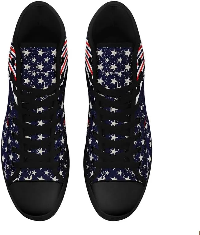 Skull High Top Sneaker for Men Women Fashion Rose Gothic Black Canvas Shoes Unisex Lace Up Casual Tennis Walking Flat Shoes