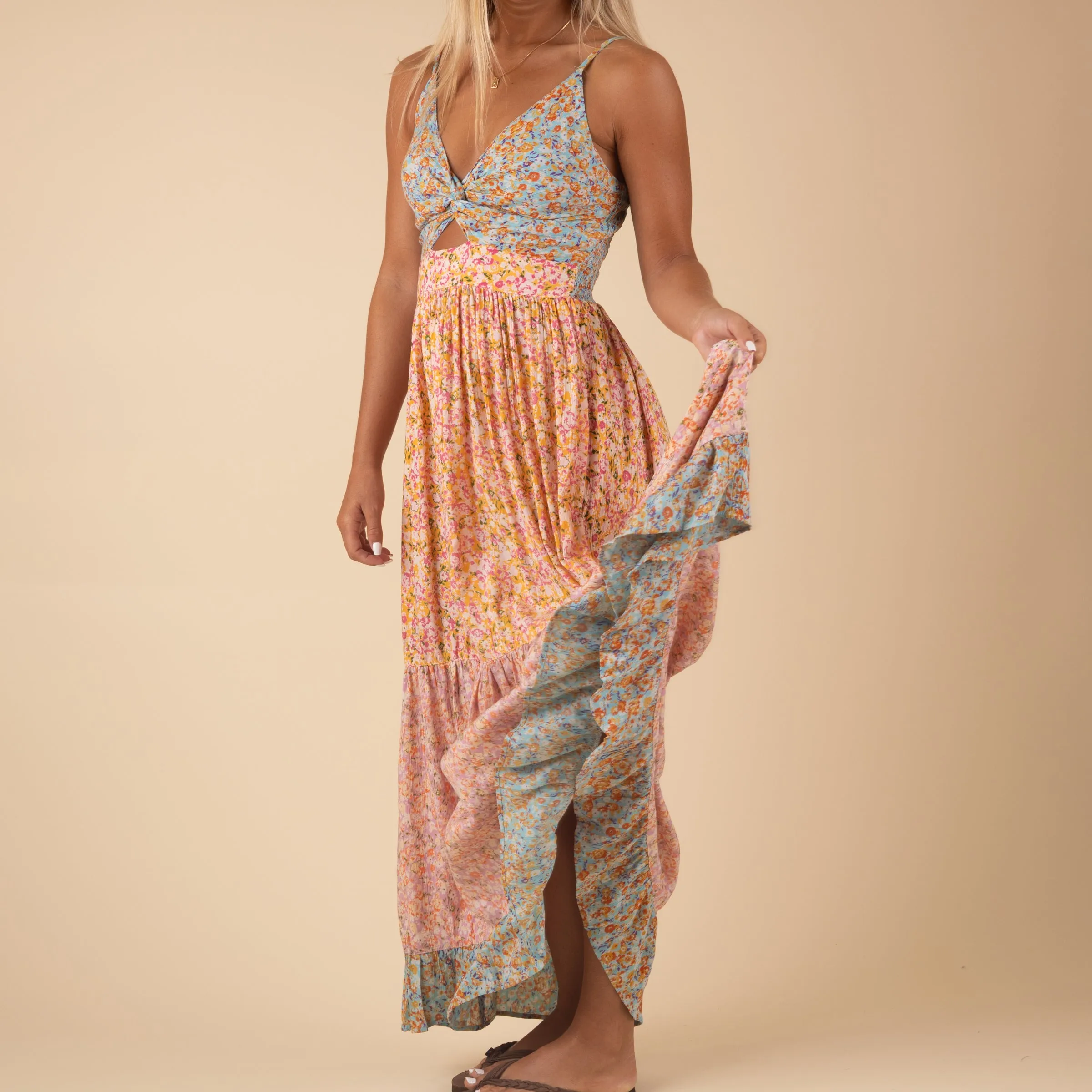 Sleeveless Princess Tiered Maxi Dress
