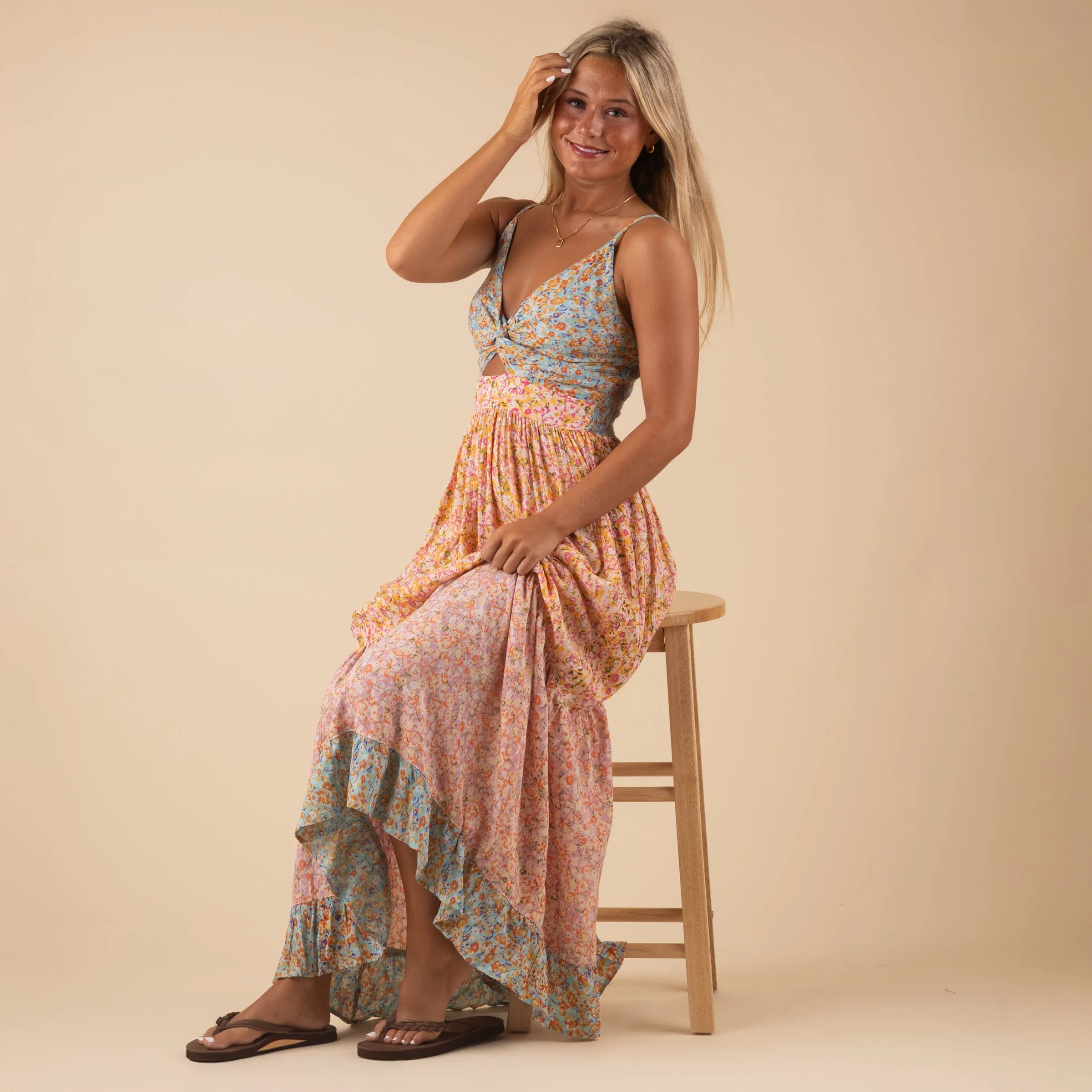 Sleeveless Princess Tiered Maxi Dress